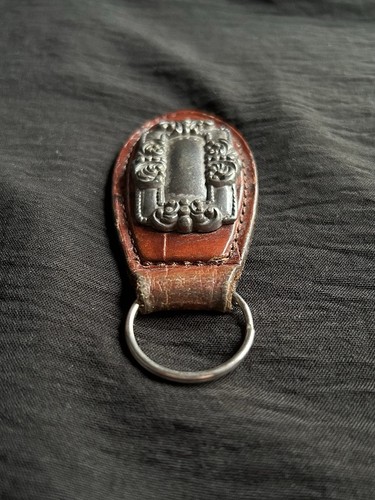 Vtg Brighton One World Brown Leather Croc Silver Plate Hardware Key Ring Chain - Picture 5 of 13