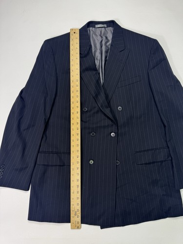 Oscar De La Renta Mens Suit Wool 2 Piece 46XL 40x32 Double Breasted Pinstripe - Picture 11 of 19