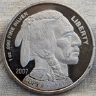 2007 1 Oz Silver Buffalo Proof : Indian Head, Serial# CA 1093 - .999 Fine