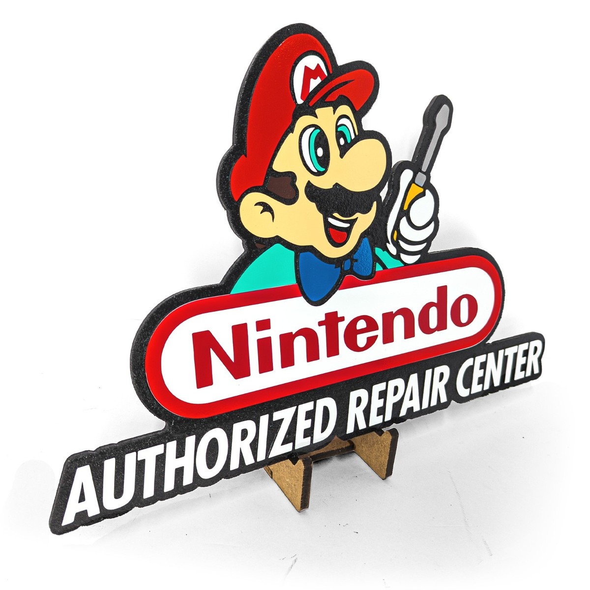 🛠️ Nintendo Repair Center Sign – Engraved Retro Gaming