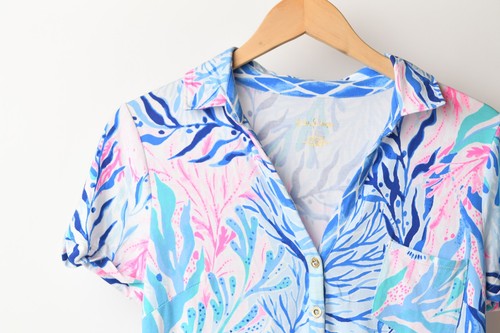 Lilly Pulitzer Damen Kleid 3/4 Arm Blau Rosa Blumenmuster Größe S - Bild 5 von 11