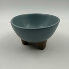 Poco Studio Art Pottery Ceramic Tripod Bowl, Artist Stamped, Turquoise