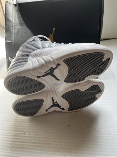 Size 3 GS) - Jordan 12 Retro Mid Stealth White Cool Grey Basketball Shoes - Picture 9 of 15
