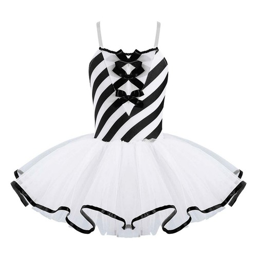 Kids Girls Sequins Striped Dancewear Costume Christmas Mesh Tutu Dress Leotard - Picture 95 of 185
