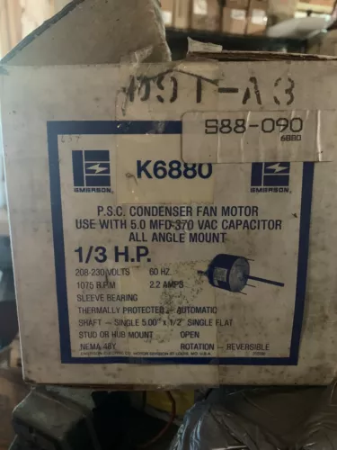 P.S.C. Condenser Fan Motor Emerson 6880 1/3 HP
