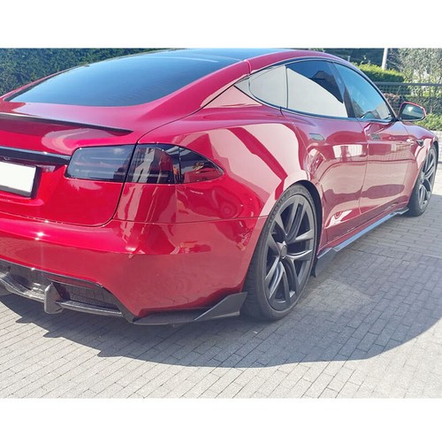 2X REAL Carbon Fiber Rear Bumper Lip Splitters Fins For Tesla Model S 2021-2024 - Picture 7 of 15