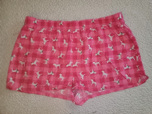 Pink By Victoria's Secret Pink Flannel Boxy Pajama Sleep Shorts Size Large  - Picture 1 of 8