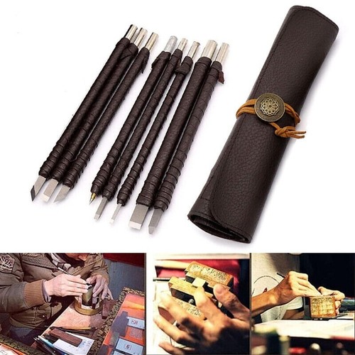 8pcs Tungsten Steel Carving Gravers Set Wood Carving Lettering Engraving Tool - Picture 2 of 8