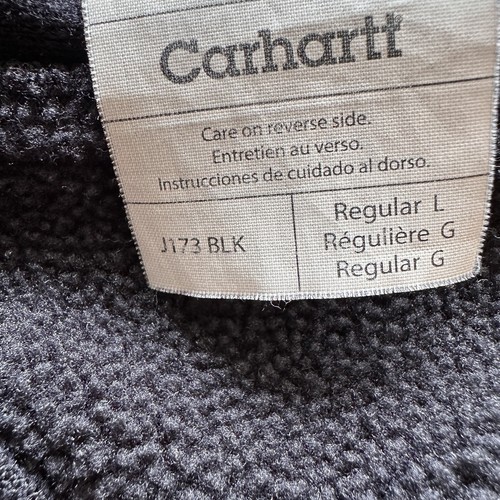 Carhartt Thermal Jacket Textured Fleece Lined Jacket Mens L Black ZipHeavy J173 - Picture 10 of 10