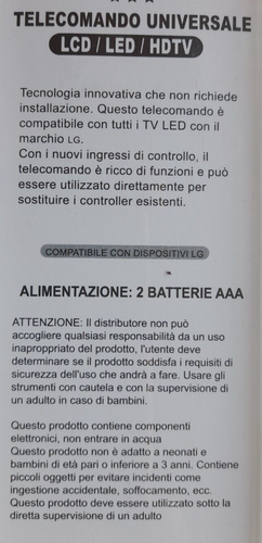 Telecomando Universale Televisori LG Pronto All' Uso Non Richiede Programmazione - Foto 3 di 3