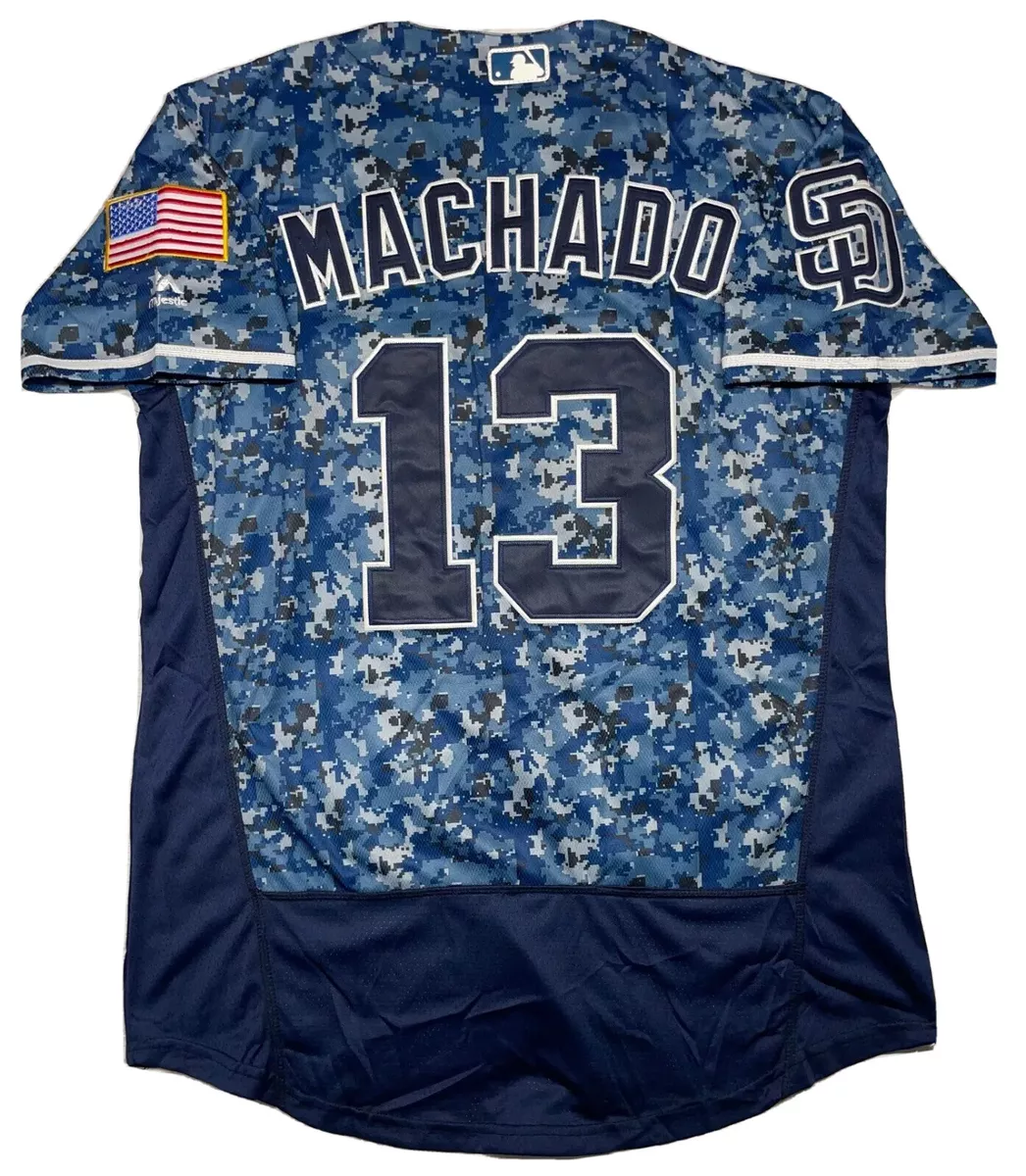 PADRES JERSEY #13 MANNY MACHADO SIZE M-2XL STITCHED SAN DIEGO CAMO BLUE