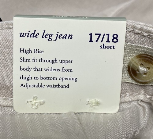 Abercrombie Kids High Rise Wide Leg Jeans Beige Sz 17/18 Short Adjustable Waist - Picture 11 of 20
