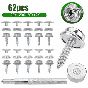 62Pcs Stainless Steel Screw Snap Fastener Kit Press Studs for Boat Canvas Cover