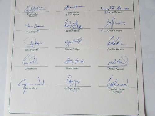 AUSTRALIA to INDIA 1984 Ranji CRICKET Trophy Jubilee Pre PRINTED Autograph Sheet - Picture 3 of 5