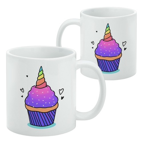 Taza blanca arco iris Cupcake unicornio con aspersiones - Imagen 2 de 4