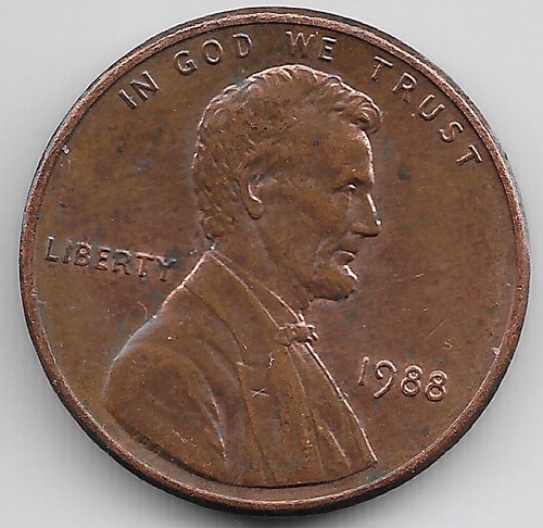 1988 Lincoln Memorial Penny Error DDO Doubled Die Obverse FS-101 - Picture 1 of 2