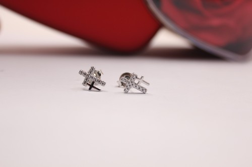 ORECCHINI CROCE DOPPIA ARGENTO RODIATO UNISEX ZIRCONI BIANCHI MM 9X6 EXPLOIT - Foto 3 di 5