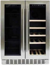 Azure A124DZS 24 Inch Built-In Dual Zone Beverage and Wine Center with 58-Can Ca