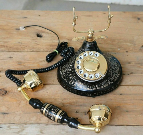 Telefon viktorianisches nautisches Messing-Rotationsradierung altes... - Afbeelding 5 van 5