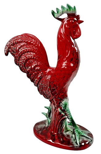 Großer Royal Haegar Keramik Hahn rot grün silber schwarz 20 Zoll R1762 - Bild 7 von 23