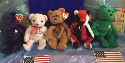 5 Ty Beanie Baby "I Love You" Oso Muy Raro, Princesa Di, Británica, América, Irlandesa - Imagen 1 de 7