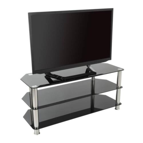 3-stufiger Eck-TV-Ständer passt bis zu 50" schwarz Hartglas Regale offene Aufbewahrung - Bild 7 von 8