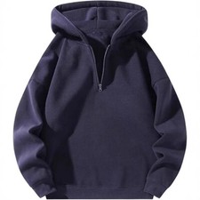 America Casual Men Long Sleeve Solid Color Pullover Top Hoodie Hooded Sweatshirt