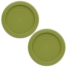 Pyrex 7202-PC Olive Green Plastic Replacement Storage Lid Cover (2-Pack)