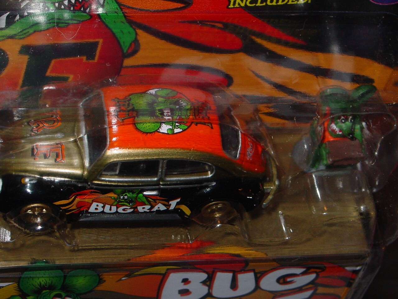 JOHNNY LIGHTNING 1965 VOLKSWAGEN VW RAT FINK BUG -Orange, MIP 1/6000 - Picture 3 of 5