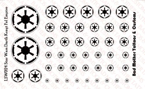 Small Scale Star Wars Black Darth Krayt Fel Empire Waterslide Decals
