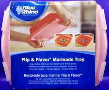 Blue Rhino Flip & Flavor Marinade Tray Brand New 2 Piece Set w/Locking Lid