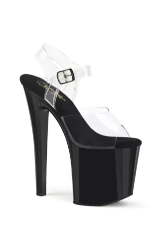 Pleaser USA ENCHANT-708 Clear/Black  Platform Ankle Strap Sandal UK2 IN-STOCK