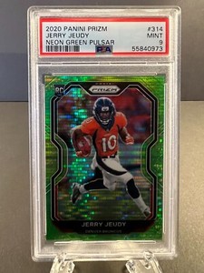 JERRY JEUDY 2020 Prizm Football #314 Neon Green Pulsar RC PSA 9