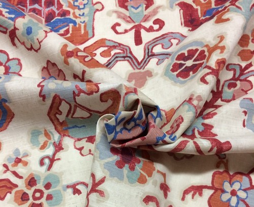 BALLARD DESIGN FARO BERRY SUZANI SAROUKRUG FLORAL GEOMETRIC FABRIC BY YARD 54" W - Picture 5 of 6
