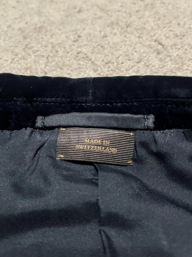 ERMENEGILDO ZEGNA COUTURE - 34S - Solid Black 100% Cotton Velvet Dinner Jacket - Picture 12 of 14