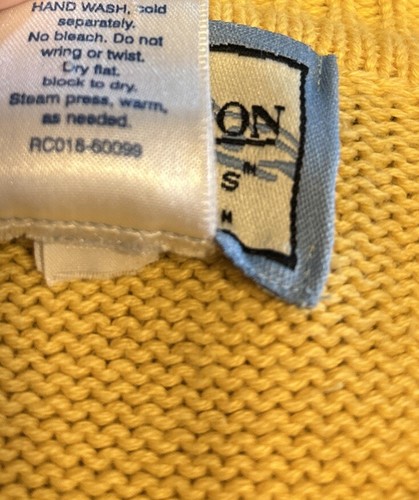 Men’s Pendleton Yellow 100% Cotton Scoop Neck Sweater Size Medium - Picture 5 of 12
