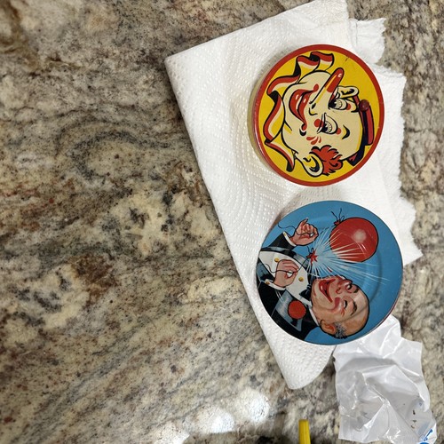 2 Vintage Geräuschmacher ein Clown & ein lächelnder Kerl - Bild 6 von 10