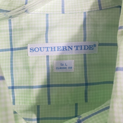 Southern Tide Dress Shirt Mens L Large Green Plaid Long Sleeve Button Up - Picture 8 of 9