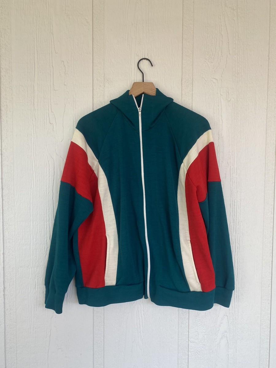 Vintage Ego-Trix Zip Athletic Striped Sweatshirt Green Red
