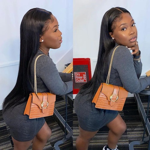 30Inch Bone Straight Transparent Lace Human Hair Wigs HD Lace 4x4 Closure Wig - Foto 8 di 21