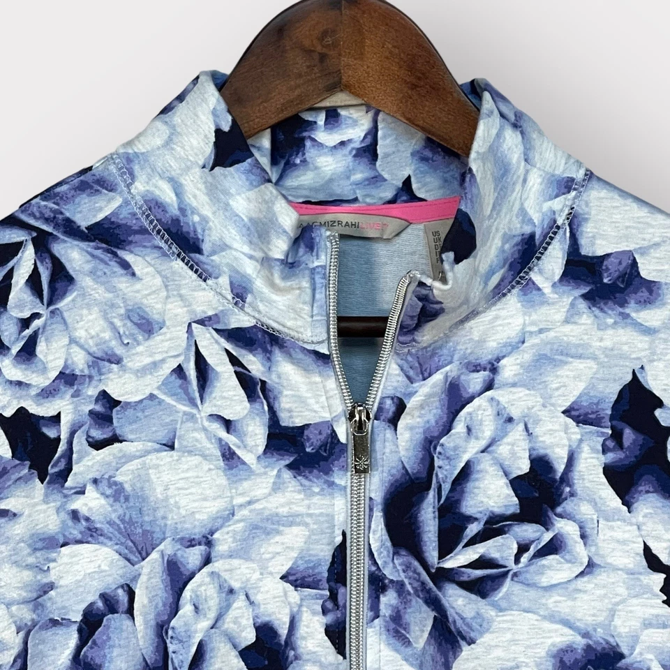 Isaac Mizrahi Live! SOHO Anorak куртка женщин M синий цветочный карманы полный молнии трикотажа - Изображение 3 из 4