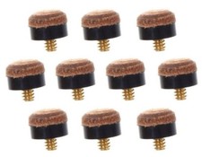 New Set of 10 Brown Screw In Pool Cue Tips - Size 11mm - Screw On Cue Tip