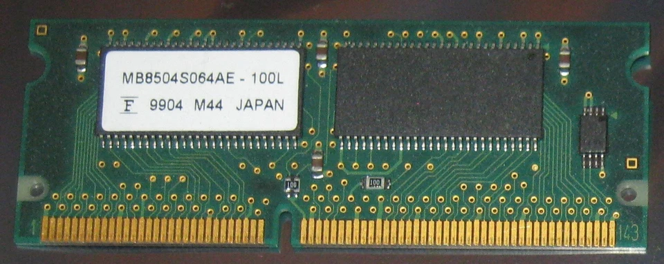 32MB IBM SDRAM 66MHz PC-66 SO-DIMM 144-pol. CL3 3,3V MB8504S064AE-100L 42H2819 - Bild 3 von 3