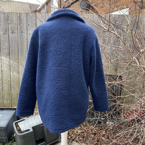 Damen Sherpa Teddybär Fleece Knopf Jacke Damart kuschelig dunkelblau - Bild 13 von 18