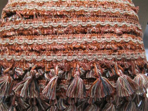 6 yards Tassel Fringe 3" BRICK-RED/RUST/BLACK/BEIGE Drapery Fabric Trim WIN40 - Picture 2 of 5