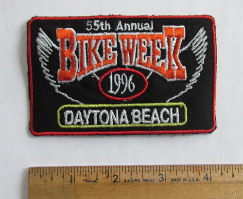 Vintage 1996 Daytona Bike week Embroidered Patch 4" x 2 1/2" Red Border - Picture 2 of 3