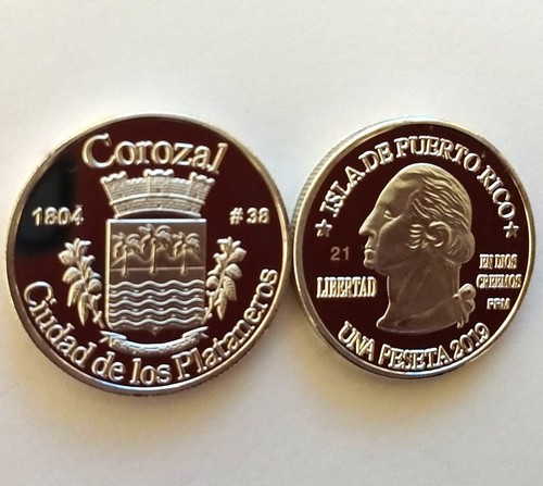 PESETA COROZAL 2019 Serie Pueblos PUERTO RICO Plata Boricua Silver Quarter 1/100 - Picture 6 of 12