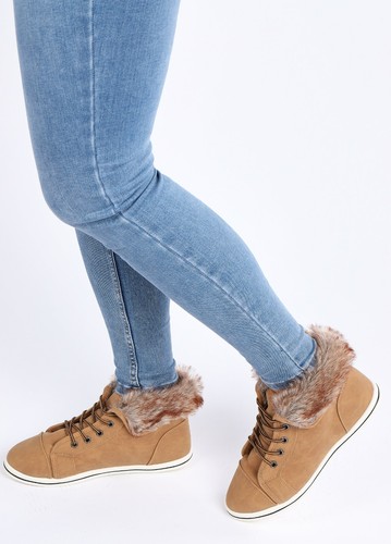 Damen-Sneakers hohe Oberteile Schnürschuhe Plimsolls Turnschuhe flache Pumps Schuhe - Bild 8 von 51