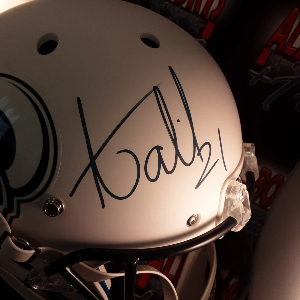 Casco Aqib Talib Auténtico Firmado Autografiado Tamaño Completo Réplica JSA- Foto 2 de 4