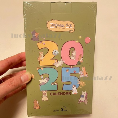 2025 Calendar 384p+Stickers Book 25p+Coloring Book 56p Cats and Soup Cute 1+1+1 - Picture 3 of 21
